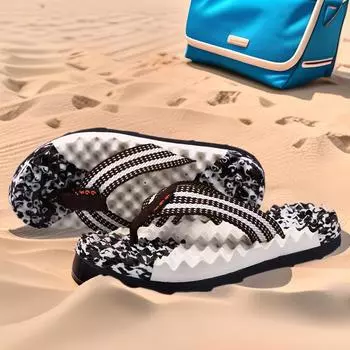 Мужские тапочки летние уличные новые массажные зажимы для ног толстые подошвы для ношения на улице пляжные тапочки 38 синий