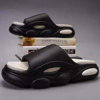 Мужские тапочки, летняя новая стильная мужская повседневная обувь, уличные легкие износостойкие мягкие мужские сандалии на платформе взрывного типа 38-39 чёрный