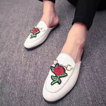 Мужские тапочки, лоферы, розовые сабо, летние туфли, белые повседневные сандалии с открытой спиной 38 чёрный