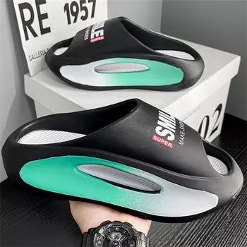 Мужские тапочки Массажные сандалии Толстая подошва Унисекс Мягкие ЭВА Нескользящие Тапочки для дома и ванной Женские тапочки Летняя пляжная обувь 36-37 чёрный