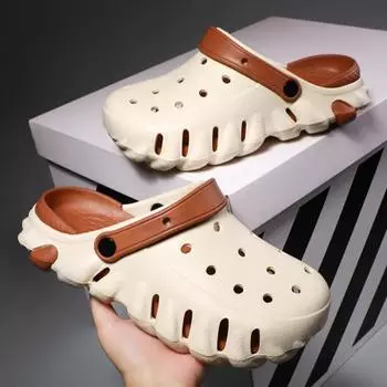 Мужские тапочки, модные повседневные сандалии для отдыха на открытом воздухе, легкие тапочки с мягкой подошвой из ЭВА для женщин, водонепроницаемая садовая обувь, тапочки для пар 36 хаки