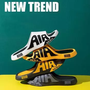 Мужские тапочки, мягкие уличные пляжные шлепанцы из ЭВА, плоские тапочки унисекс, нескользящие мягкие шлепанцы, мужская противоскользящая обувь на толстой подошве 36-37