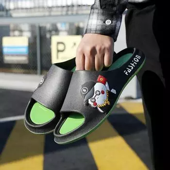 Мужские тапочки мужские летние домашние нескользящие и дезодорирующие парные банные домашние прохладные тапочки мужская верхняя одежда 40-41 (shoe length 26.5CM)