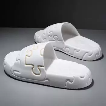 Мужские тапочки на платформе, мягкие тапочки, модные женские шлепанцы из ЭВА, летняя повседневная обувь для пар 40-41 чёрный