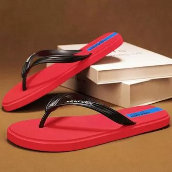 Мужские тапочки, новые летние нескользящие тапочки на клипсах, мужские повседневные тапочки для улицы 39 оранжевый