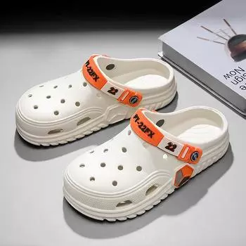 Мужские тапочки, новые летние уличные легкие удобные мужские сандалии, шлепанцы из ЭВА на мягкой подошве, прогулочная пляжная обувь, сандалии 45 бежевый