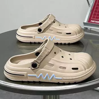 Мужские тапочки, новые летние уличные легкие удобные мужские сандалии, шлепанцы из ЭВА на мягкой подошве, прогулочная пляжная обувь, сандалии 40 хаки