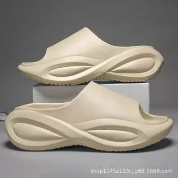 Мужские тапочки новые толстоподошвенные нескользящие и износостойкие повседневные крутые тапочки уличная мода мягкая подошва спортивные пляжные шлепанцы 36-37 хаки