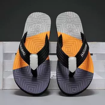 Мужские тапочки-шлепанцы, нескользящие тапочки-сандалии большого размера для отдыха на открытом воздухе, мужские повседневные пляжные тапочки-сандалии 39 оранжевый