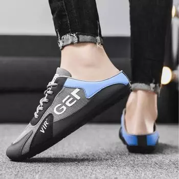 Мужские тапочки, трендовая обувь для мужчин, летняя дышащая повседневная обувь, вулканизированные туфли на плоской подошве, мужские кроссовки, полуслипоны 39