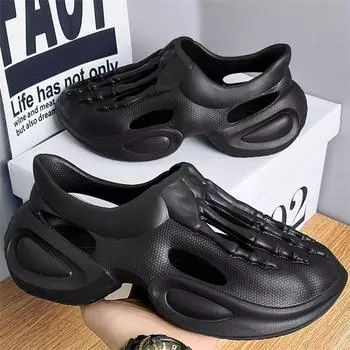 Мужские тапочки Высококачественные черные туфли EVA Cut-out женские сандалии лето 2024 Мужские кроссовки Сандалии для мужчин летние Пляжная обувь 36 чёрный