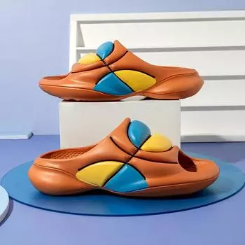 Мужские тапочки в баскетбольном стиле, домашние уличные сандалии, пляжные новые мужские тапочки Sprot, шлепанцы на толстой мягкой подошве, мужские домашние тапочки 40-41