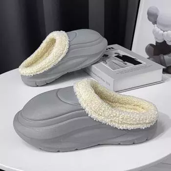 Мужские тапочки, зимние, новые, сохраняющие тепло, плюшевые, EVA, с мягкой подошвой, для ходьбы в помещении и на открытом воздухе, большой размер 38-47 36-37 чёрный