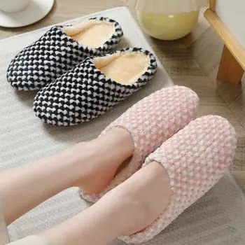 Мужские тапочки зимние плюшевые теплые домашние туфли женские меховые тапочки домашние тихие комфортные тапочки для пола обувь мужская обувь для спальни 38-39 розовый