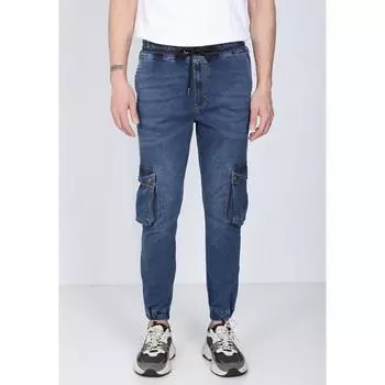 Мужские темно-синие брюки-джоггеры с карманами карго