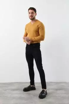 Мужские темно-синие джинсовые брюки прямого кроя