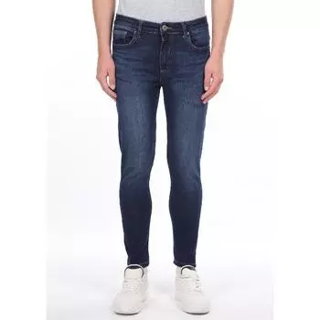 Мужские темно-синие зауженные джинсы