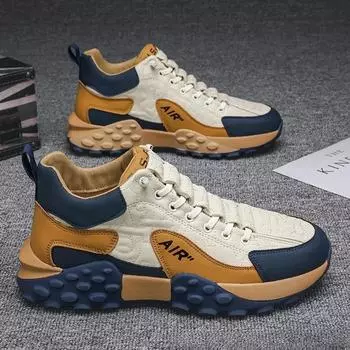 Мужские теннисные кроссовки на резиновой платформе, весна-осень, кроссовки для бега, высококачественные, нескользящие, для спортзала, повседневные, для ходьбы, для мужчин 39 бежевый