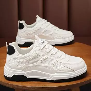 Мужские теннисные туфли, летние дышащие повседневные мужские туфли, удобные вулканизированные туфли на толстой подошве, модные студенческие кроссовки для мужчин 39 белый