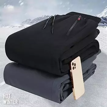 Мужские теплые бархатные штаны на шнуровке, однотонные прямые брюки, спортивные штаны, пуховые брюки 2XL чёрный