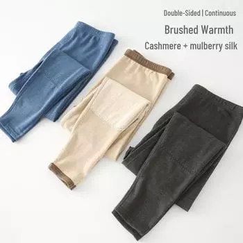 Мужские теплые брюки из шелка и кашемира - осень/зима с бархатной подкладкой, свободный крой L красный