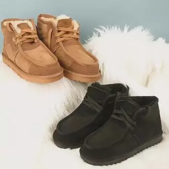 «Мужские теплые дышащие зимние ботинки из шерсти и кожи» 37 чёрный