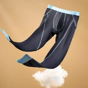 Мужские теплые хлопковые термолеггинсы: Зимние/осенние удобные цельные колготки для молодежи XL белый