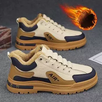 Мужские теплые модные универсальные ботинки для скалолазания на толстой подошве с флисовой подкладкой, осенне-зимние зимние ботинки 39