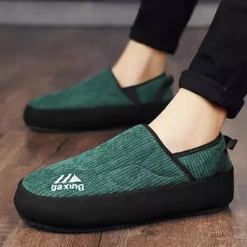 Мужские теплые мужские туфли из мягкого плюша, зимние, из толстого хлопка, для мужчин, высококачественные нескользящие плюшевые туфли на плоской подошве, зеленые 39 серый
