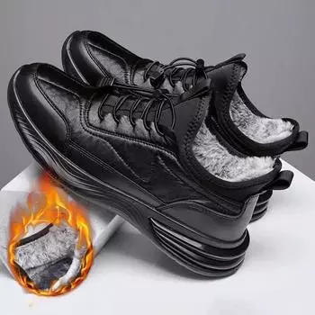 Мужские теплые зимние ботинки, зимняя мода, мужская хлопковая обувь, черная теплая повседневная обувь для мужчин, повседневные удобные плюшевые кроссовки 39 чёрный