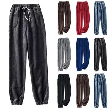 Мужские термофлисовые карманы с утолщенной флисовой подкладкой, повседневные спортивные брюки, пижамные брюки XXL кофейный