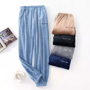 Мужские термофлисовые карманы с утолщенной флисовой подкладкой, повседневные спортивные брюки, пижамные брюки XXL чёрный