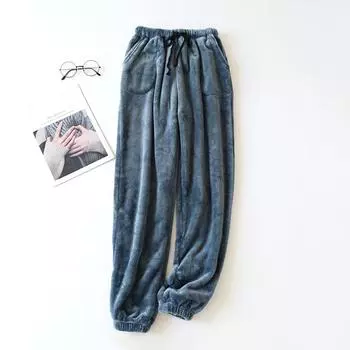 Мужские термофлисовые карманы с утолщенной флисовой подкладкой, повседневные спортивные брюки, пижамные брюки L чёрный