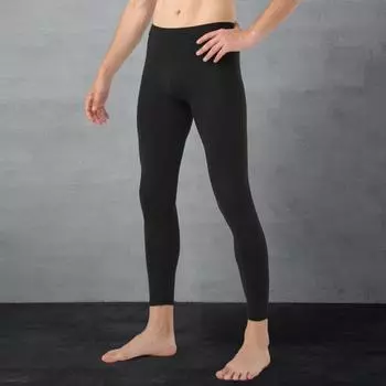 Мужские термоштаны, высокая эластичность, со средней талией, мягкие, теплые, мягкие, толстые, плюшевые, сплошной цвет, прочное, до щиколотки, нижнее белье, пижамные штаны, зимние M чёрный