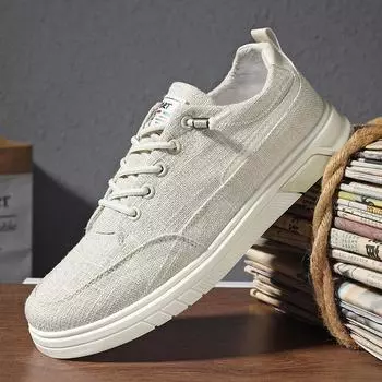 Мужские тканевые туфли Old Beijing, мужские повседневные туфли ручной работы из льна с одной педалью, мужские весенние дышащие туфли на тонкой подошве 39