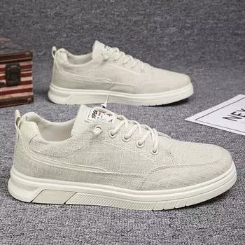 Мужские тканевые туфли Old Beijing, мужские повседневные туфли ручной работы из льна с одной педалью, мужские весенние дышащие туфли на тонкой подошве 39