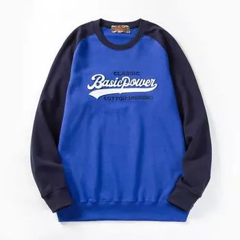 Мужские толстовки большого размера, осенние теплые повседневные толстовки в стиле Харадзюку с принтом ;Письмо ; Мужские толстовки синего цвета, женские пуловеры BP12805 2XL синий