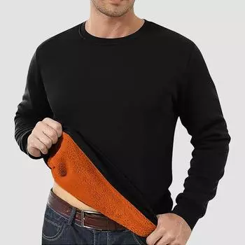 Мужские толстовки на подкладке Премиальные толстовки из флиса большой плотности Пуловеры Толстые термотолстовки M чёрный