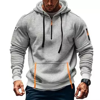 Мужские толстовки осень-зима флисовая подкладка капюшон толстовка на молнии с несколькими карманами пуловер мужская спортивная куртка для мужчин XXXL темно серый