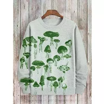 Мужские толстовки, осенняя мода, мужская футболка с длинным рукавом и 3D-принтом, с растительным рисунком, свободные мужские толстовки с капюшоном и круглым вырезом S