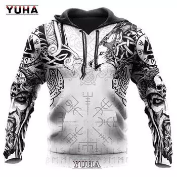 Мужские толстовки с 3D принтом викингов, классические мужские толстовки с волком, куртка, весенне-осенние модные пуловеры, хип-хоп, панк, негабаритные Clo S