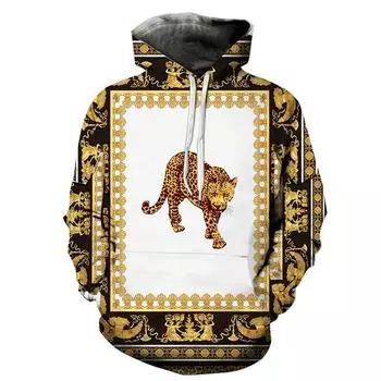 Мужские толстовки с 3D принтом, забавная толстовка в стиле хип-хоп, повседневная уличная одежда с золотым капюшоном XXXXXL