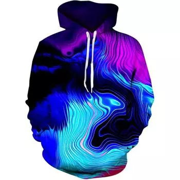 Мужские толстовки с капюшоном, 3D-печать, толстовка с завязками и карманами M