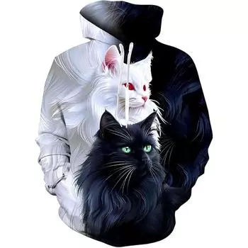 Мужские толстовки с капюшоном Animal 3D Novelty Pullovers Funny Hooded Sweatshirt with Pocket For Autumn M