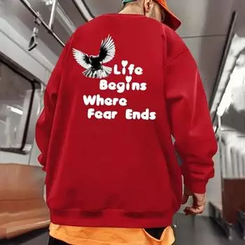 Мужские толстовки с капюшоном большого размера для мужчин Толстовка с принтом Autumn Dove Футболки с длинным рукавом Модная мужская одежда Топы S