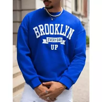 Мужские толстовки с капюшоном Brooklyn Creative Letter Pattern, повседневная одежда в уличном стиле, свободные толстовки в стиле хип-хоп, осенние флисовые пуловеры и длинные рукава для мужчин S чёрный