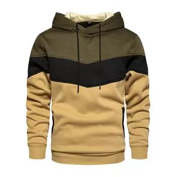 Мужские толстовки с капюшоном Color Blocking Sweatshirt Мужские толстовки с капюшоном с длинным рукавом Мужские облегающие повседневные спортивные костюмы для мужчин M зелёный