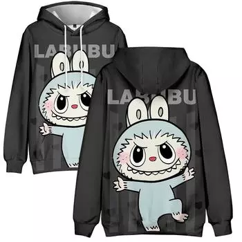 Мужские толстовки с капюшоном LABUBU Print Толстовки Уличная одежда Свободные свитера Повседневные топы с капюшоном XS