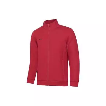 Мужские толстовки с капюшоном Li Ning Plain Stand Collar Open Front Casual Hoodie Bull-Red AWDT989-3 M