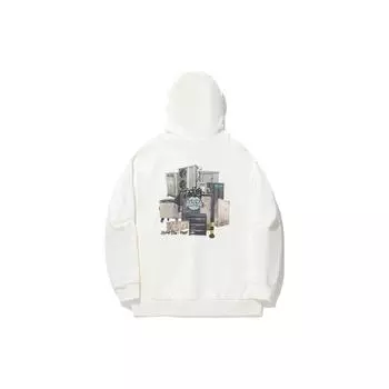 Мужские толстовки с капюшоном Li Ning Skateboard Series Pattern Printed Loose Hoodie Off-White AWDU321-3 S